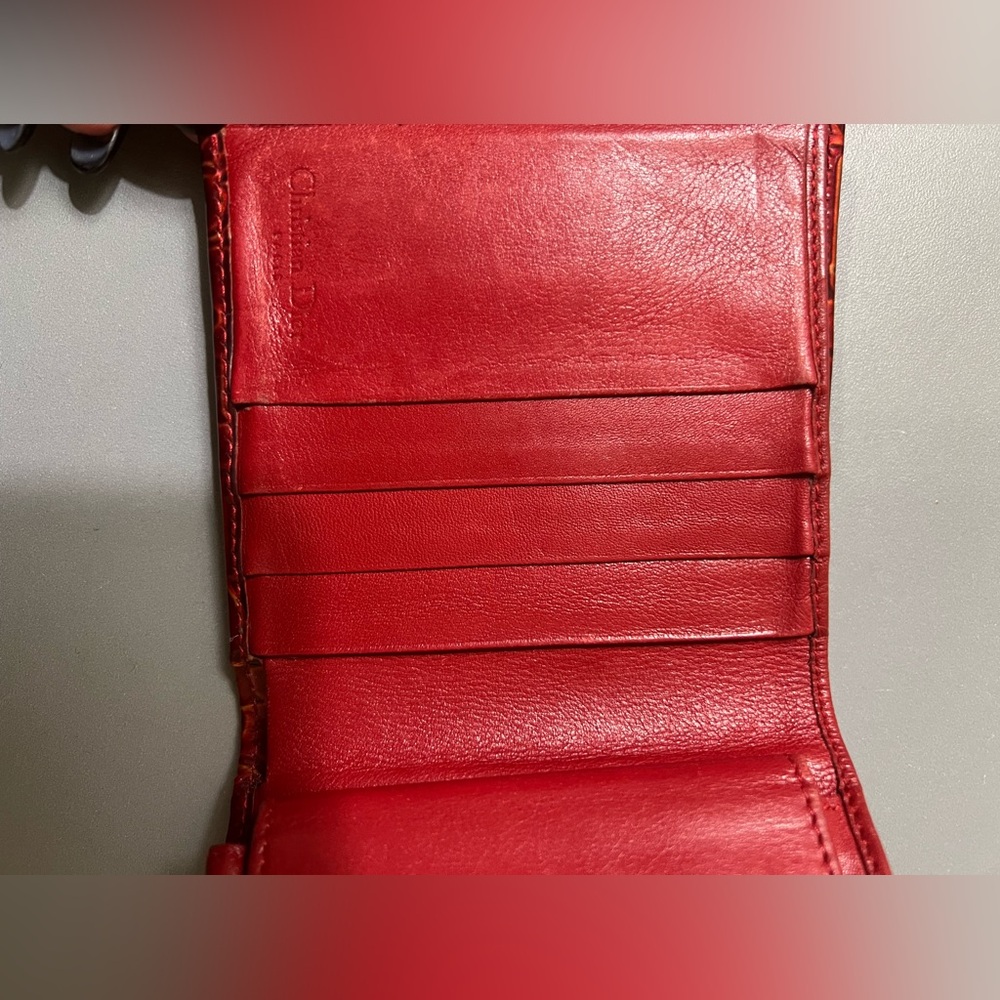 Dior Red Embossed Wallet - Picture 6 of 16